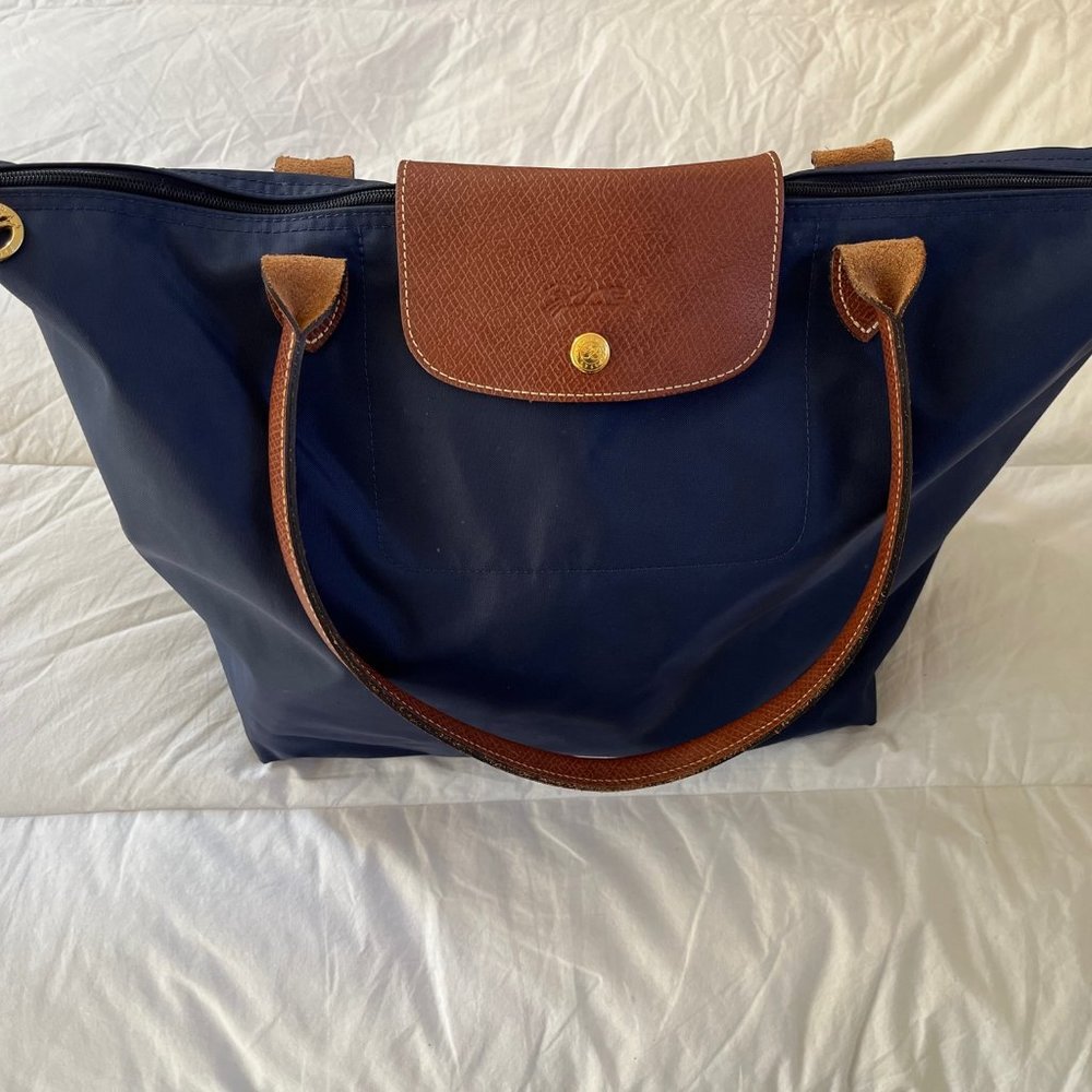 Longchamp Le Pliage Large Nylon Shoulder Tote - Navy
